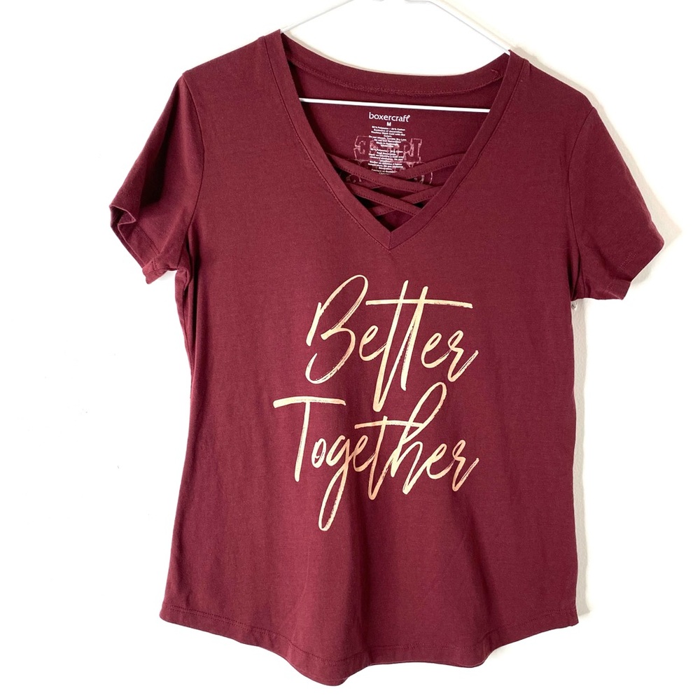 Luke Combs Better Together V-Neck Wine Tee